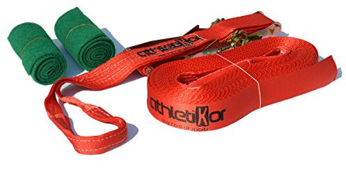 athletikor Slackline - BALCE - Profiausführung - 20 Meter, mit 2 Baumschoner