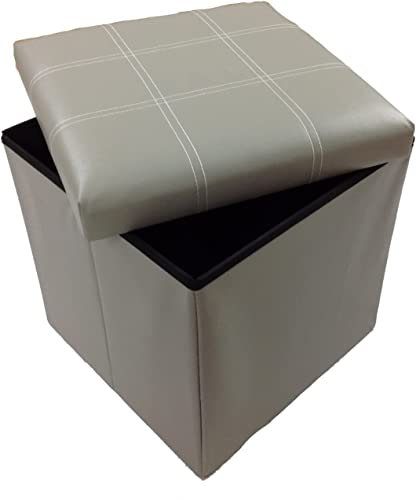 GMMH Hocker Sitzhocker Original 38 x 38 x 38 cm Box Aufbewahrungsbox Sitzwürfel Truhe Fußbank Sitzbank Faltbar (grau)