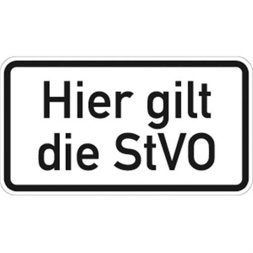 Verkehrszeichen VZ2803, Hier gilt die StVO, Alu, RA1, 33x60cm Verkehrsschild