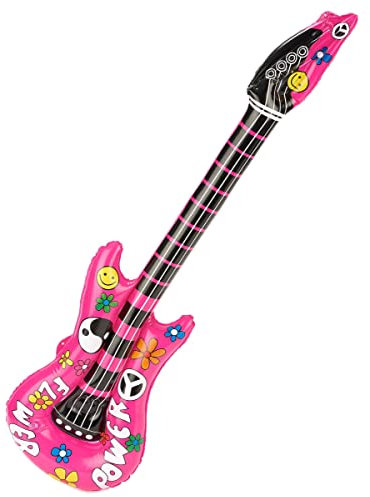 Vegaoo Rosa Gitarre zum Aufblasen für Erwachsene