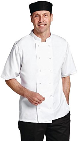 Whites Boston Unisex Short Sleeve Chefs Jacket, White, 2XL / XXL/XX-Large, Chefs Apparel, Double Breasted, Machine Washable, Embroidable, Chest Size: 52-54 inch / 132-137cm | B250-XXL