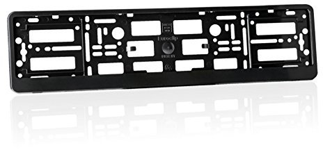 2x Black effect with white Rim Number Plate Surrounds Holder Frame ABS PC plastic