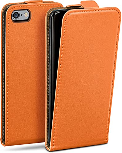 moex Flip Case für iPhone 6s / iPhone 6 Hülle klappbar mit 360 Grad Schutz, Handyhülle mit Displayschutz, PU Leder Handytasche Lederhülle, Flip Case Cover Klapphülle, Orange
