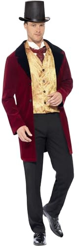 Smiffys Deluxe Edwardian Gent Costume, L - US Size 42-44, Red
