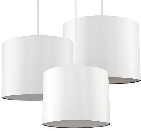 MiniSun | Modern Cream Drum Ceiling Light Shades with Diffusers | Pendant Lights, Home Décor & Improvement Essential | Pack of 3 | 300cm Shade Width