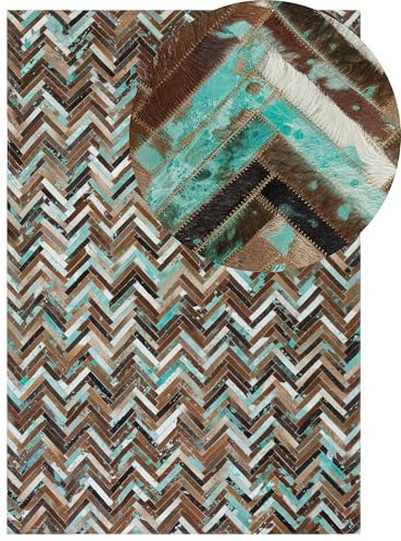 Trendy Teppich bunt Kuhfell Zig-zag Muster 160 x 230 cm Amasya