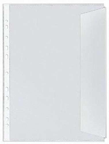 100 x A4 Prospekthülle, Dokumentenhülle, an der Seite MIT KLAPPE genarbt 120my (0,12mm) DOKUMENTENECHT