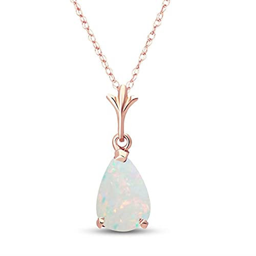 Oro rosa 14 K 45,7 cm naturale a pera opale goccia ciondolo collana