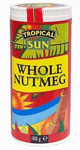 Tropical Sun Whole Nutmeg - Whole Spice Pods for Baking, Custards, Sauces andVegetables - Use with Grater for Fresh Ground Flavour - 100g