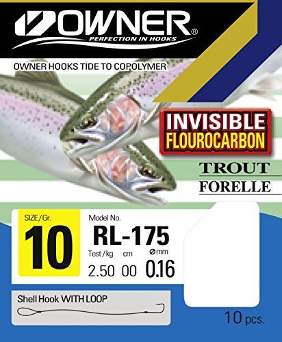 Owner Forellen Haken Fluorocarbon 150cm blau - 6 Forellenhaken, Gr./Durchmesser/Tragkraft:Gr. 12/3.7kg /0.20mm