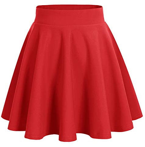 DRESSTELLS Rock Damen Kurz Sommer Minirock High Waist Skater Rock Roter Faltenrock Tennisrock Femboy Skirt Red S
