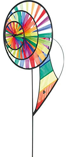 HQ Design Windspiration - Magic Wheel, UV-beständige und wetterfeste Windspiel Deko für Garten, Terrasse und Balkon, inklusive Standstab (Triple Banner Rainbow)