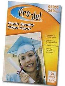 Projet 6x4 (10x15) 260g/m² Glanz 20 Blatt Fotopapier, Weiß, 20 Blatt, 6x4 cm