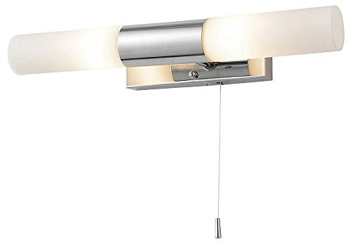 LITECRAFT Elena Bathroom Wall Light with Tube Glass Shades - Polished Chrome