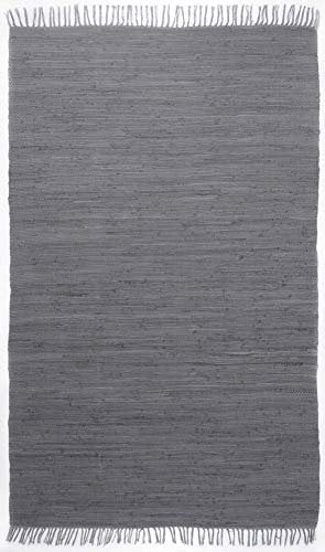 Theko Happy Cotton Teppich, 100% Baumwolle, Anthrazit, 70 cm x 140 cm