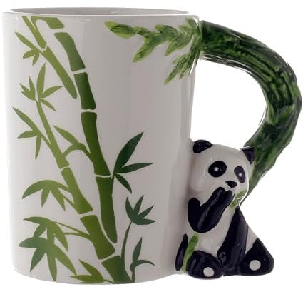 Puckator SMUG27-Taza con asa de Panda, 8 x 12,5 x 10,5 cm, bambú, Negro, 8 cm