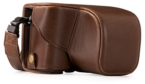 MegaGear MG407 Sony Alpha A6300, A6000 (16-50 mm) Ever Ready Leather Camera Case and Strap - Dark Brown