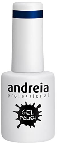 Andreia Semi-Permanent Nail Gel Polish for UV/LED Lamp - Intense Shine and 4 weeks Lasting French Manicure Nail Gel Varnish - Colour 257 Metallic Blue - Shades of Green - 10.5 ml