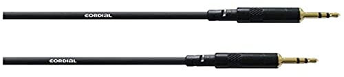 Cordial WW - Cavo audio bilanciato, da jack stereo dorato da 3,5 mm a presa jack stereo dorata da 3,5 mm CFS 0,6 WW, Nero