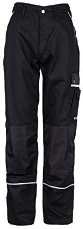 TMG® Schwarze Lange Arbeitshose für Herren, mit Kniepolstertaschen, viel Stauraum, Männer, 56