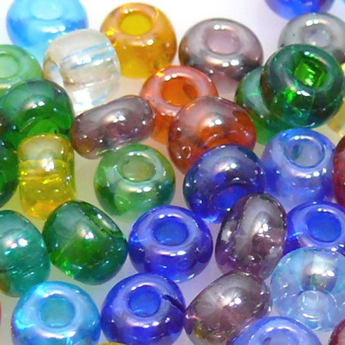 80 große Rocailles 2/0 Perlen Glasperlen Farben-Mix 6mm bunt -401