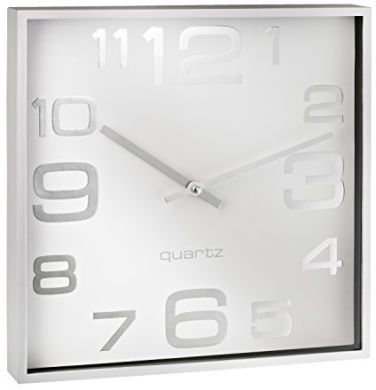 Alco-Albert 187-10 - Wanduhr, ca. 28,3 x 28,3 x 4,1 cm, Silber weiß