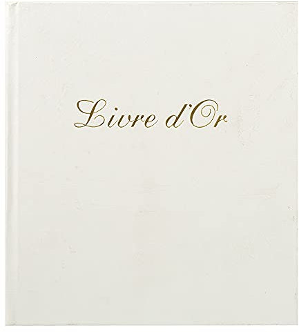 Exacompta - Réf. 4712E - 1 Livre d'or cuir Alpille - Format vertical : 27 x 22 cm - Extérieur et dos en cuir - Tranche or avec titre -140 pages unies papier vergé ivoire - Coloris : Blanc