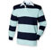 Front Row Hooped Long Sleeve Rugby Shirt in Duck Egg/Navy M