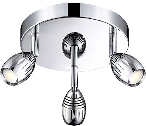 Deckenleuchte chrom, Aluminiumspot mit schwarzen Streifen und Stanzung, LED, D:200, H:140, inkl. 3xLED 5W 7V, warmweiß, 400lm, 3000K