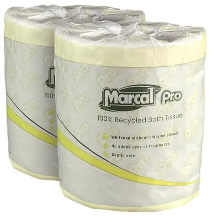 Marcal Papier toilette 2 couches, doux et absorbant, 96 rouleaux, 300 feuilles de papier de bain, 100 % recyclé, certifié Green Seal, sans produits chimiques, blanc (3302)