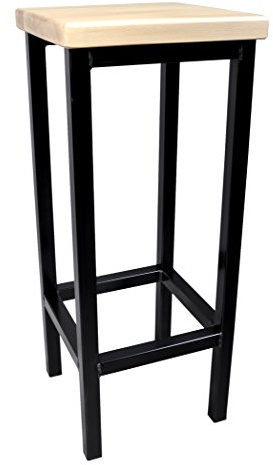 Magnetic Mobel Barhocker Stahl Holz massiv Barstuhl Industrial Design Metall Hocker H 78 cm (Unbehandelt)