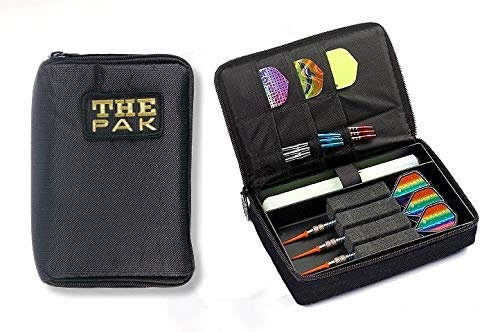 Darttasche The PAK, Farbe schwarz strapazierfähige Nylon-Tasche für 1-2 Sets montierter Darts und zusätzlichen Fächern für Flys und Ersatzschäfte. (ohne Inhalt)