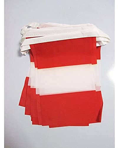 AZ FLAG - Fahnenkette Peru Ohne Wappen 12 Meter Mit 20 Flaggen - 45x30 cm - Peruanische Girlande Flaggenkette 30 x 45 Cm