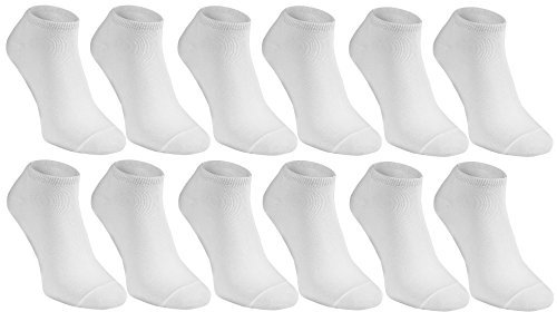 Rainbow Socks - Femme Homme Socquettes Courtes en Bambou - 6 Paire - Blanc - Taille 44-46