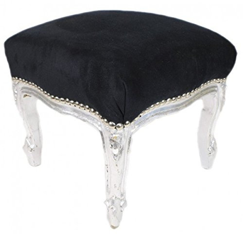 Casa Padrino Barock Fußhocker Schwarz/Silber - Hocker Möbel