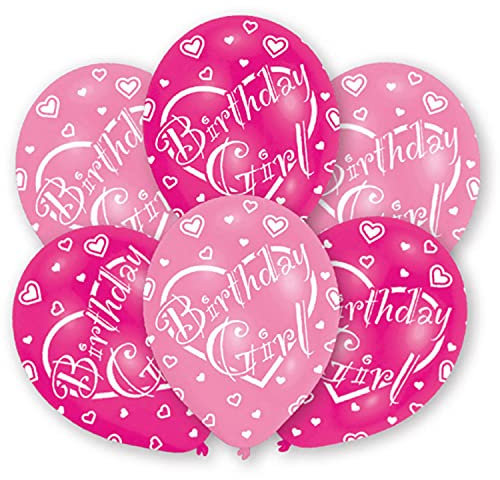 Amscan INT995712 - 6 Latexballons Birthday Girl, Durchmesser 27,5 cm, Dekoration, Luftballon, Mädchen, Kindergeburtstag