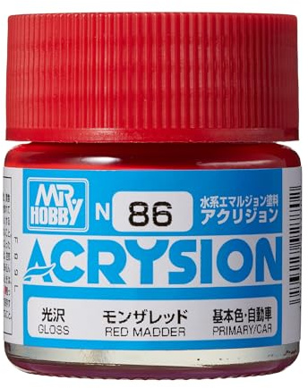 GSI Creos Mr. Hobby N86 Acrysion Color Red Madder, wasserbasierte Acrylfarbe, Modellbau Farbe, 10 ml