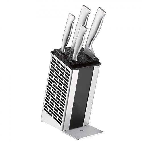 WMF Grand Gourmet Messerblock mit Messerset 5teilig, Made in Germany, 4 Messer geschmiedet, Edelstahl-Block, Kunststoff-Borsteneinsatz, Performance Cut