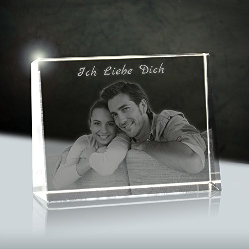 3Dglas Laserfoto im Kristallglas (2D)| Größe: 80x60mm (small) | Form: Fotoframe (Flach selbststehend)