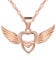 Infinite U 925 Argent Plaqué avec Or Rose Double Cœurs Ailes d'anges Pendentif Femme Collier