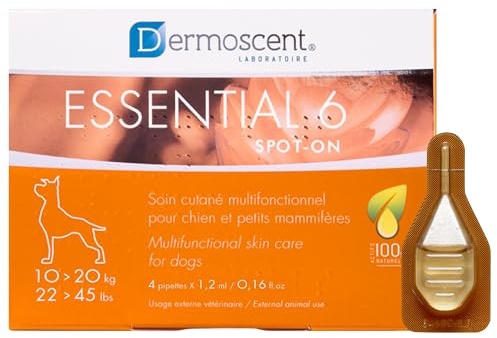 Dermoscent Essential 6 Spot-On Skin Care for Small Dogs Up To 22 lbs, 4 Tubes