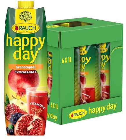 Rauch Happy Day Granatapfel | unverwechselbarer Geschmack | kombiniert mit Apfel, Holunder und Aroniabeere | 6x 1l Tetra Prisma