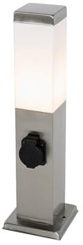 QAZQA - Moderne Außenleuchte I Wegeleuchte I Gartenlampe I Gartenleuchte I Standleuchte 45 cm Stahl I Silber I nickel matt mit Fassung IP44 - Malios I Außenbeleuchtung - Edelstahl Rechteckig - LED gee