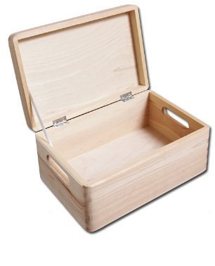 HomeDecoArt 2 x Plain Unpainted Wooden Tool Box DIY Storage Chest with Handles/Toy Box 30x 20x 14cm