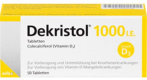 Dekristol, 1.000 I.E, Tabletten, für Vitamin-D-Mangel und Knochen, 50 Stück | Vitamin-D-Mangel und Knochen, Vitamin D3, 1.000 I.E, Tabletten, Packungsgröße: 50 Stück