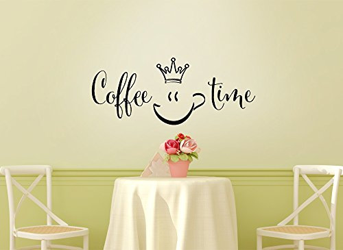 Grandora Wandtattoo Coffee Time Küche I schwarz 58 x 24 cm I Küche Esszimmer Speisezimmer Kaffeeecke Aufkleber Sticker Wandaufkleber Wandsticker W923