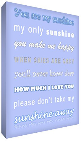 Little Helper SUN128-14G Feel Good Art Wandschmuck Leinwand im modernen typographischen Stil You are my sunshine, 30 x 20 cm, helblau