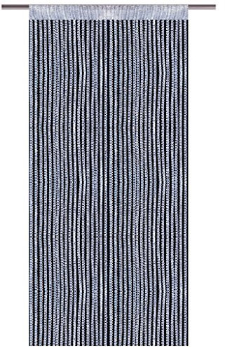 Bestlivings Fadenvorhang mit Stangendurchzug, Gardine in Lurex-Optik, Dekoartikel in vielen Farben und Größen (Silber - Silber metallic / 90x200 cm)