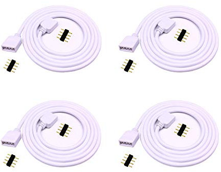 LITAELEK 4pcs 1m RGB LED Streifen Verlängerungskabel 4 polig LED Band Verlängerung Kabel RGB 5050 3528 2835 LED Strip Extension Cord LED Stripe Extension Cable LED Verbinder Anschluss, Weiß