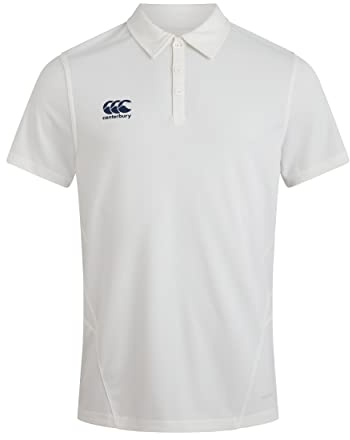 Canterbury Men's Polo Shirt | Cricket Whites | VapoDri Moisture Wicking Polo Shirt, Cricket Cream, XS